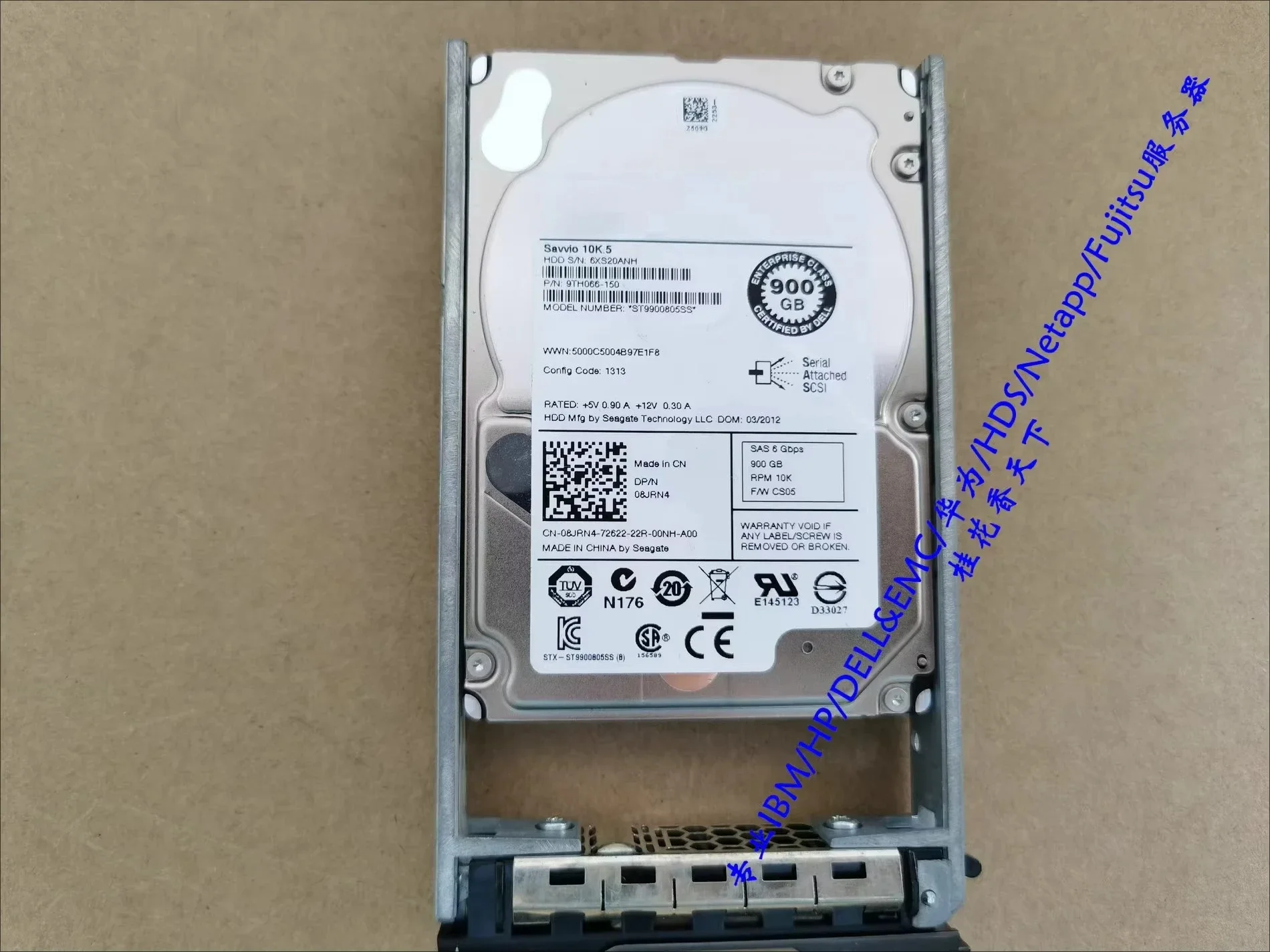 

Используется для серверного жесткого диска Dell 08JRN4 900G 10K SAS 6G 2.5 8JRN4