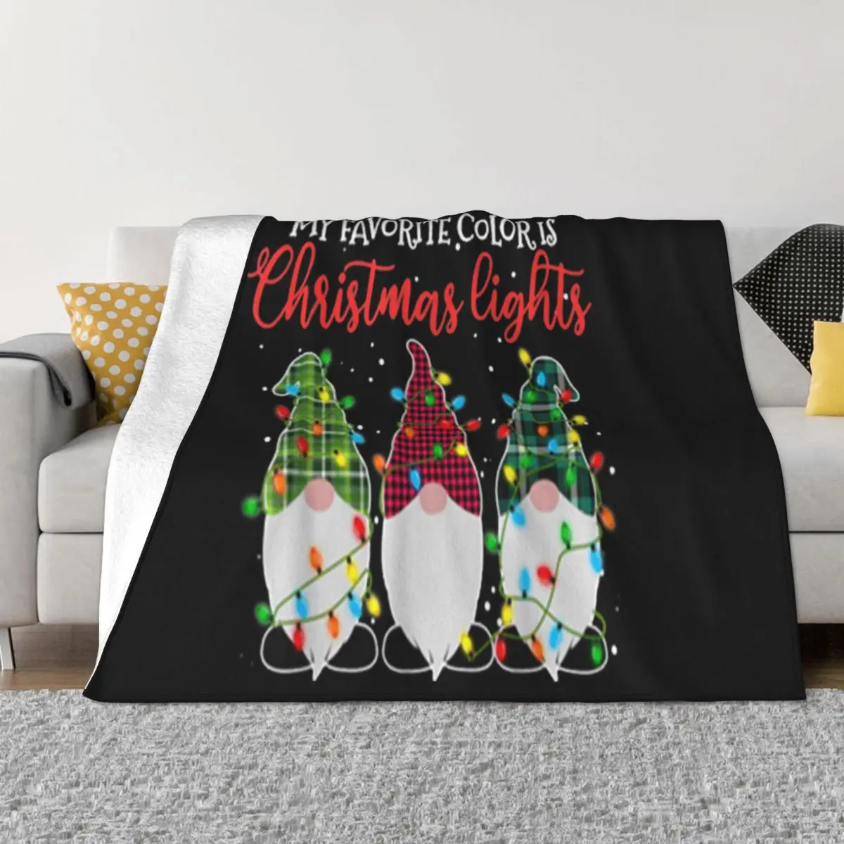 Official My Favorite Color Is Christmas Lights Three Gnomes Many Colors Oversize Style Throw Blanket