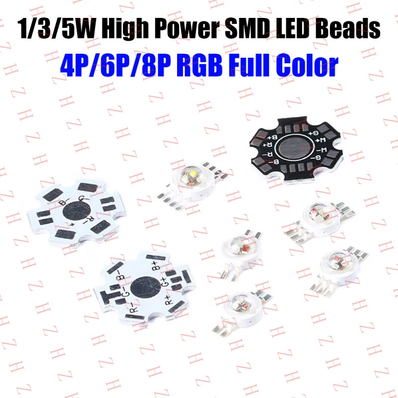 LED de Alta Potência U+ Full Color 1W 3W 5W SMD RGBW RGB Chip Light Beads COB 4/6/8 pinos (Pedido mínimo 10 peças)