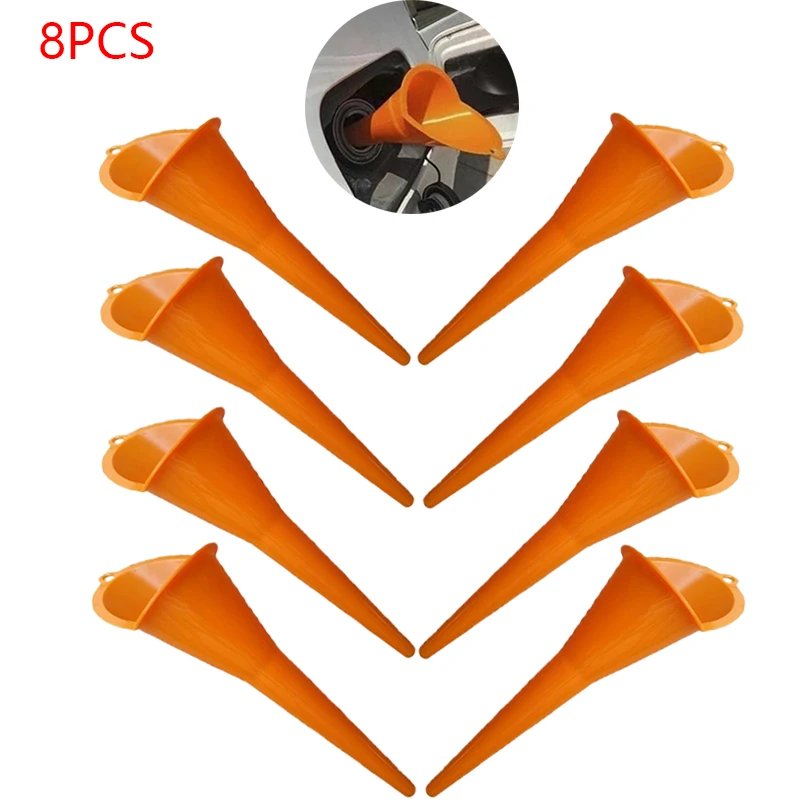 8PCS Plastic Long Stem Anti-splash Funnel Car Oil Fuel Filling Tools Car Diesel Fuel Kerosene Gasoline Funnel Auto Accessories