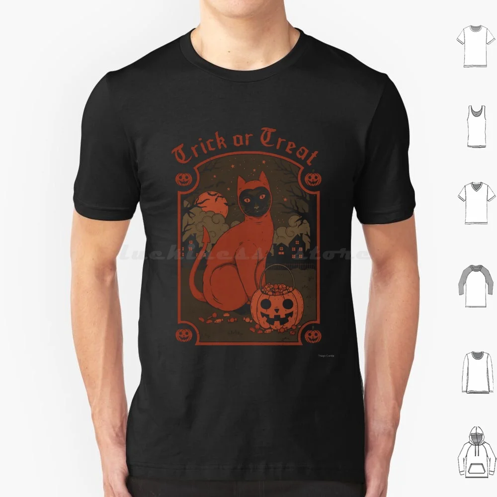 Trick Or Treat T Shirt 6xl Cotton Cool Tee Cult Cute Fun Occult Fantasy Magical Witch Spell Horror Halloween Ghost Cat Cats Pet