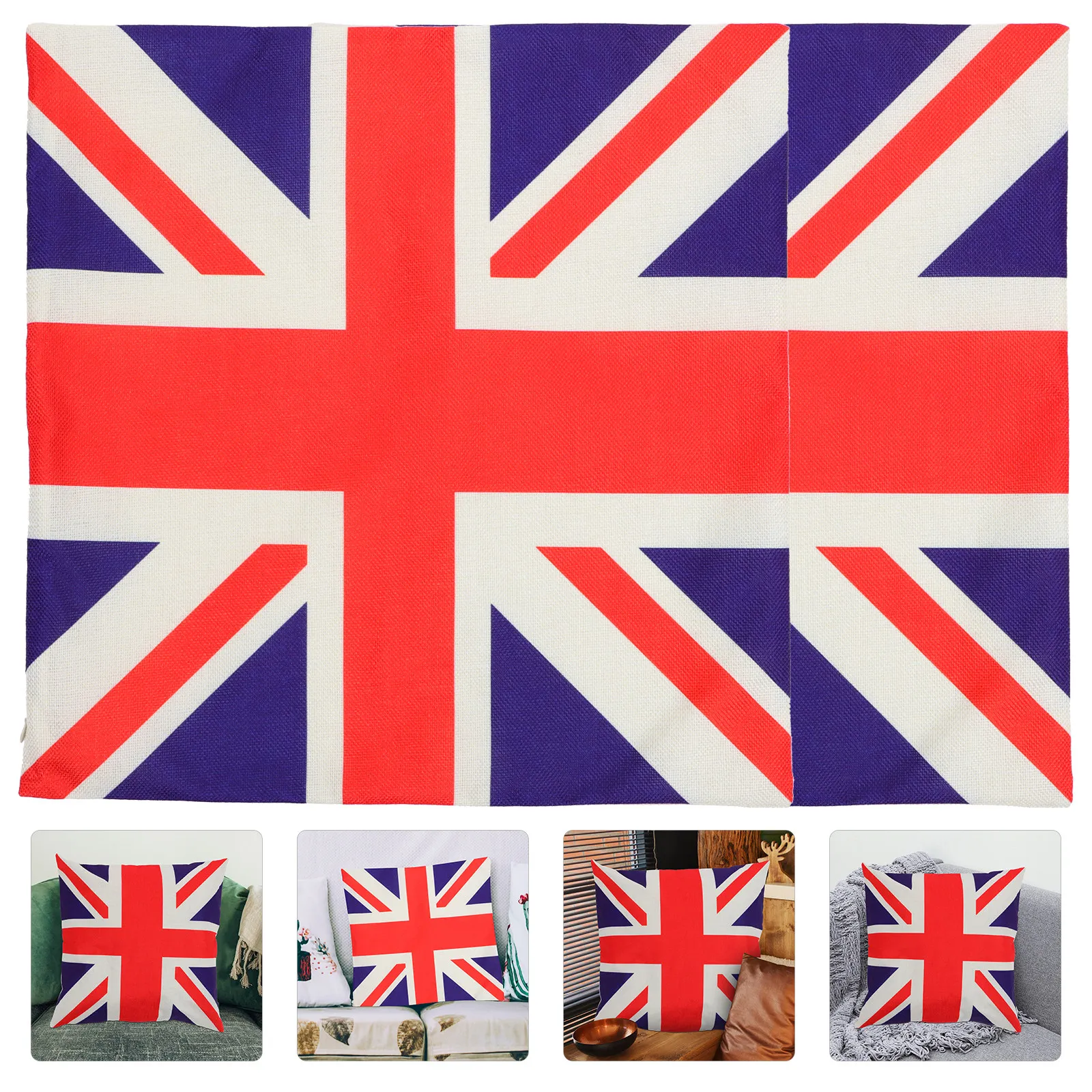 

2Pcs Cushion Covers Flag Pattern European Style Pillow Cases Sofa Throw Pillowcase Home Decorative Pillow Cover for Living Room