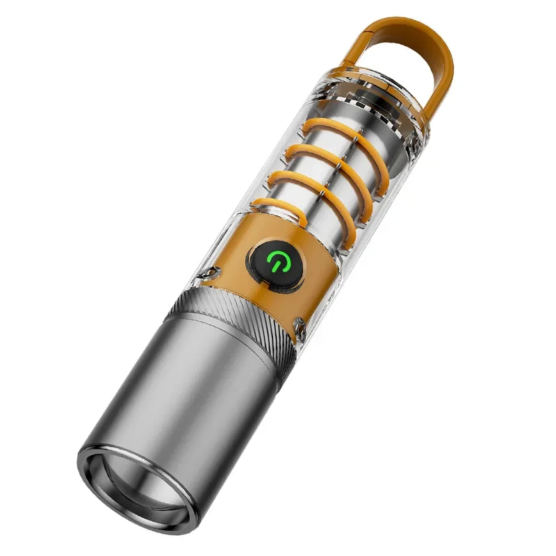 Telescopic Zoom Flashlight 2 Lighting Modes Strong LED Flashlight Type-C Rechargeable Connector Long Range Camping Flashlight