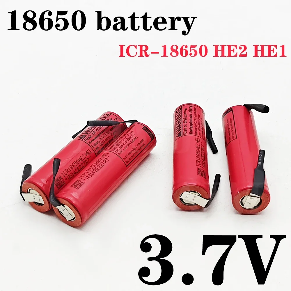 100% Original INR 18650 HE2 HE1 descarga 3,7 V 2500mAh 18650 batería recargable linterna de juguete batería de litio + DIY Nicke