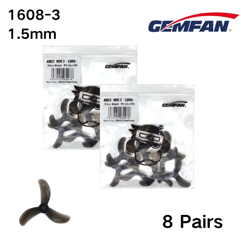 40mm Mini Propeller 3 Blade 4 Blade 1608-3 1609-4 Props PC voor FPV Quad Multirotor 8 Paar/16 Stuks Gemfan Nieuwe Paddle RC Accessoires