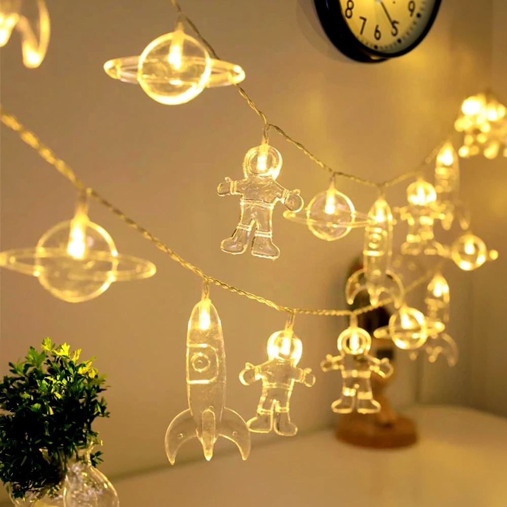 

20/10 светодиодные гирлянды для детской комнаты, светодиодные гирлянды для астронавта, космический корабль, ракета, гирлянда для праздничных вечеринок, декоративные окна