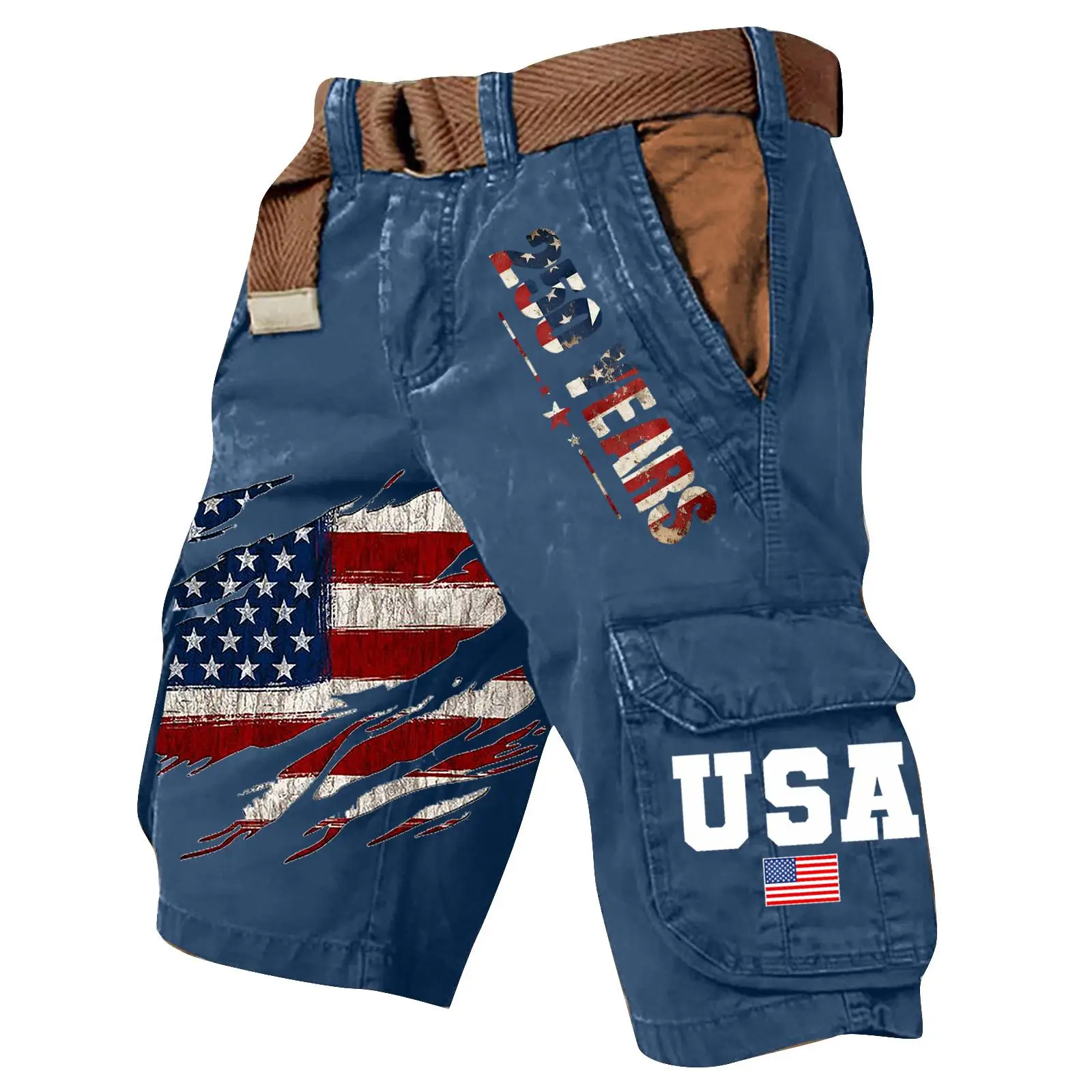 

Мужские брюки-карго с множеством карманов, летние шорты-карго, одежда ко Дню независимости