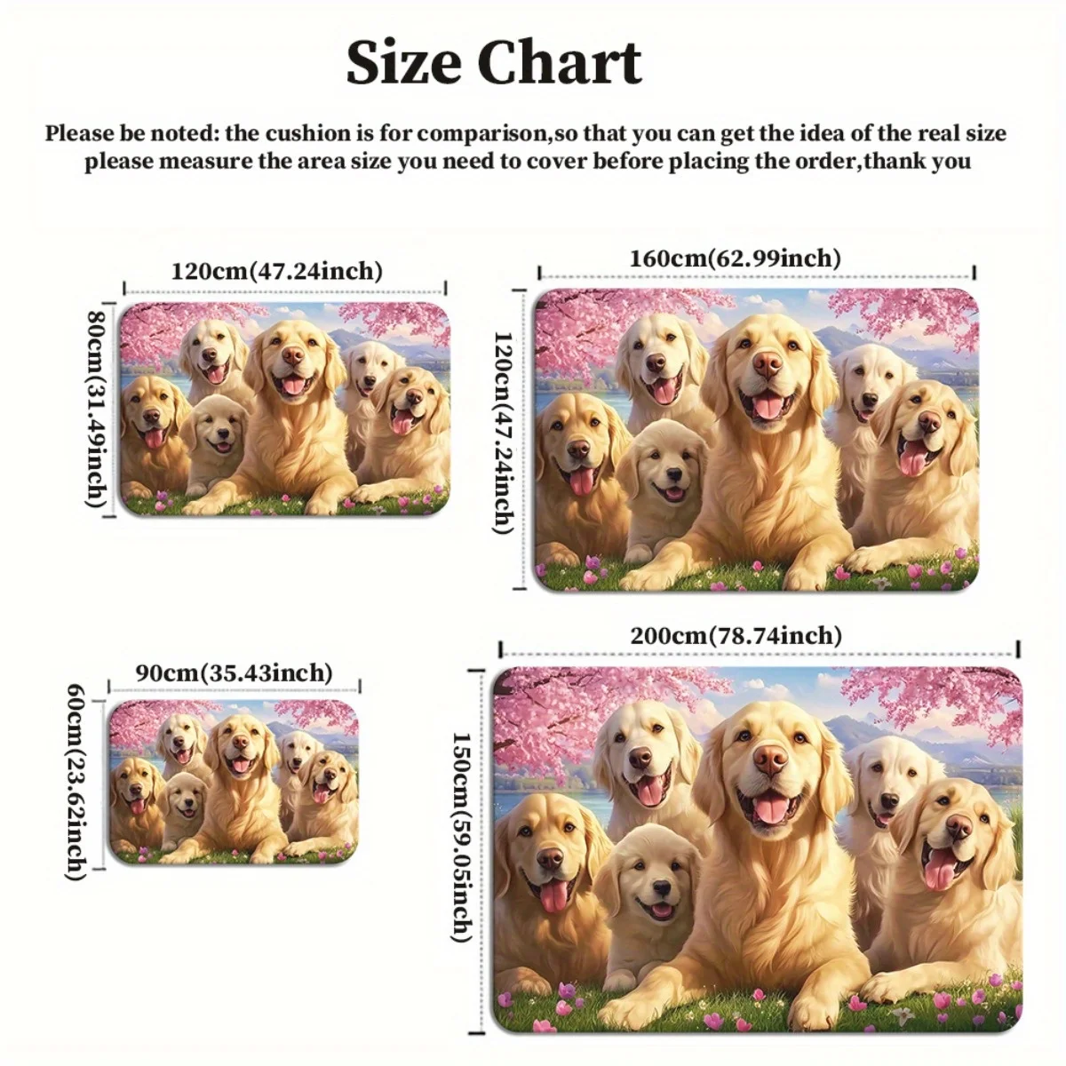 سجادة مخملية كريستالية مطبوعة على شكل كلب مسترد ذهبي، ديكور منزلي لطيف لمحبي الحيوانات الأليفة، سجادة أرضية تحت عنوان الحيوانات لغرفة المعيشة #4