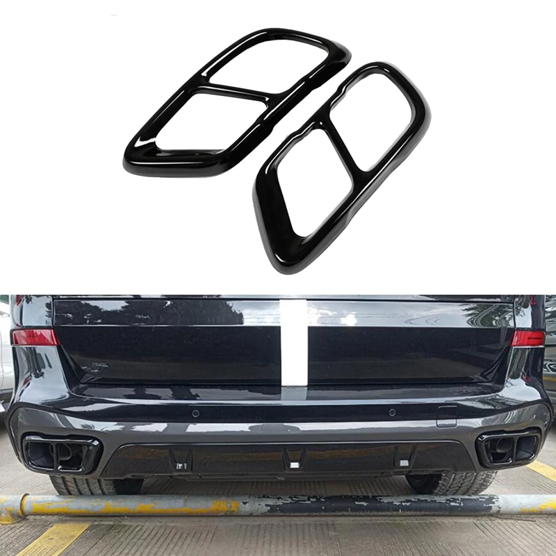 

Glossy Black Chrome For BMW X5 G05 X7 G07 2019 Model Stainless Steel Car Exhaust Pipe Cover Trim Accessories