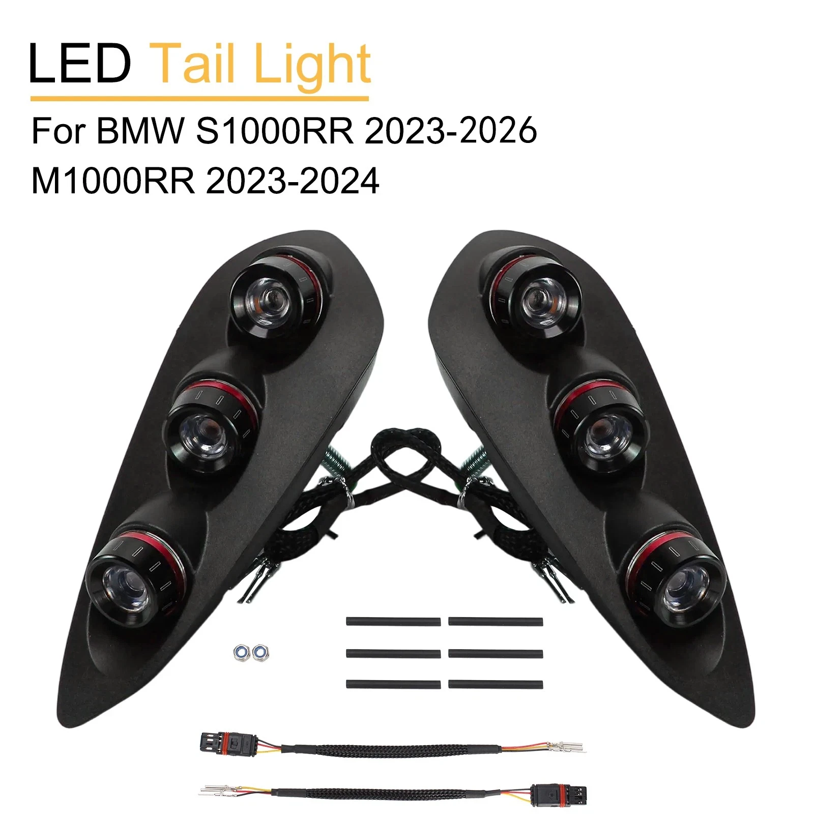 1 Pair Red Motorcycle LED Integrated Tail Light Rear Turn Signals Indicators Flashers For BMW S1000RR 2023-2026 M1000RR 2023-24