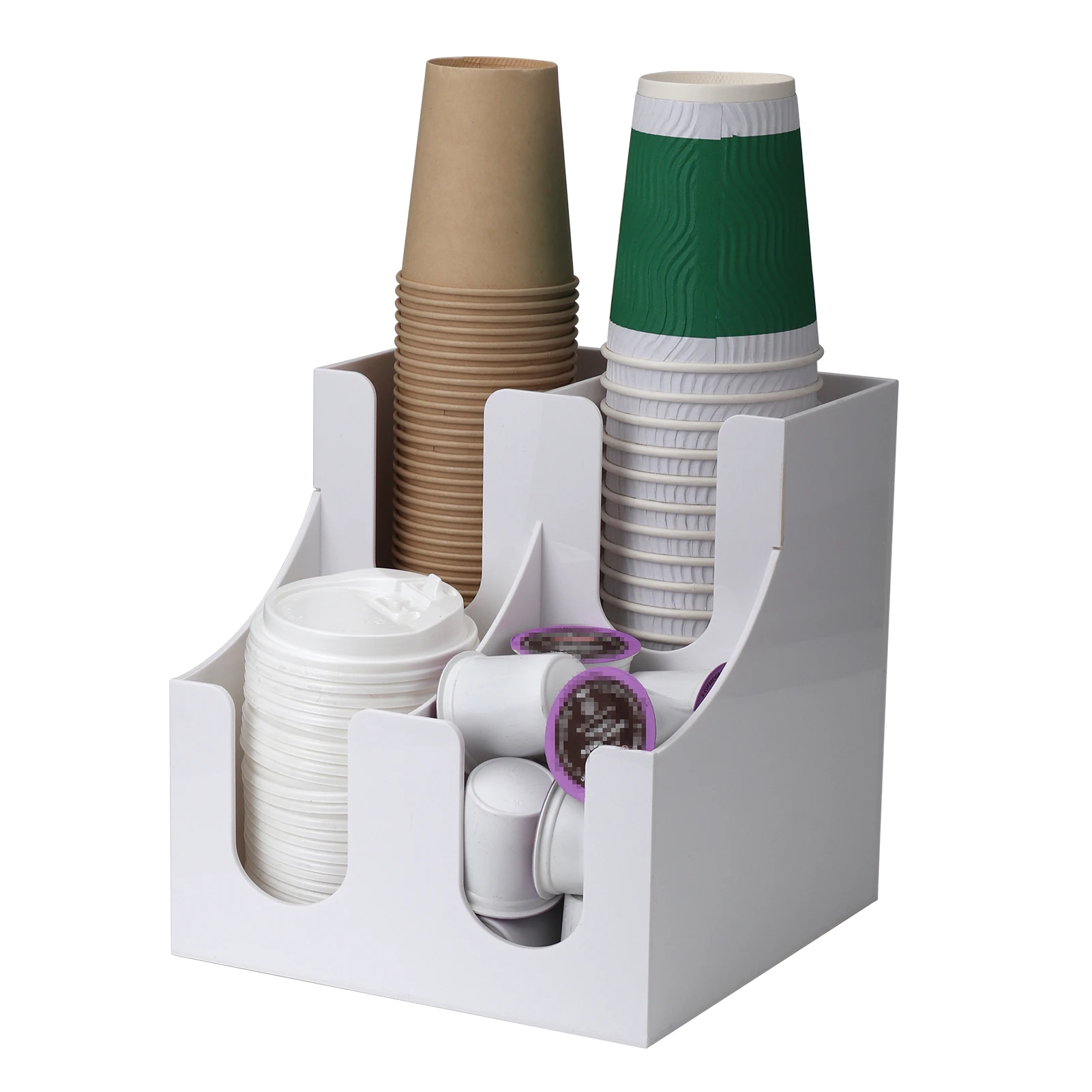 Acrylic Coffee Cup Dispenser, milk disposable plastic paper cups lid holder organizer party buffet cafe store stand rack storage