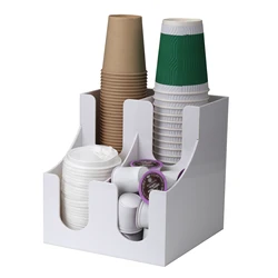 Acrylic Coffee Cup Dispenser, milk disposable plastic paper cups lid holder organizer party buffet cafe store stand rack storage
