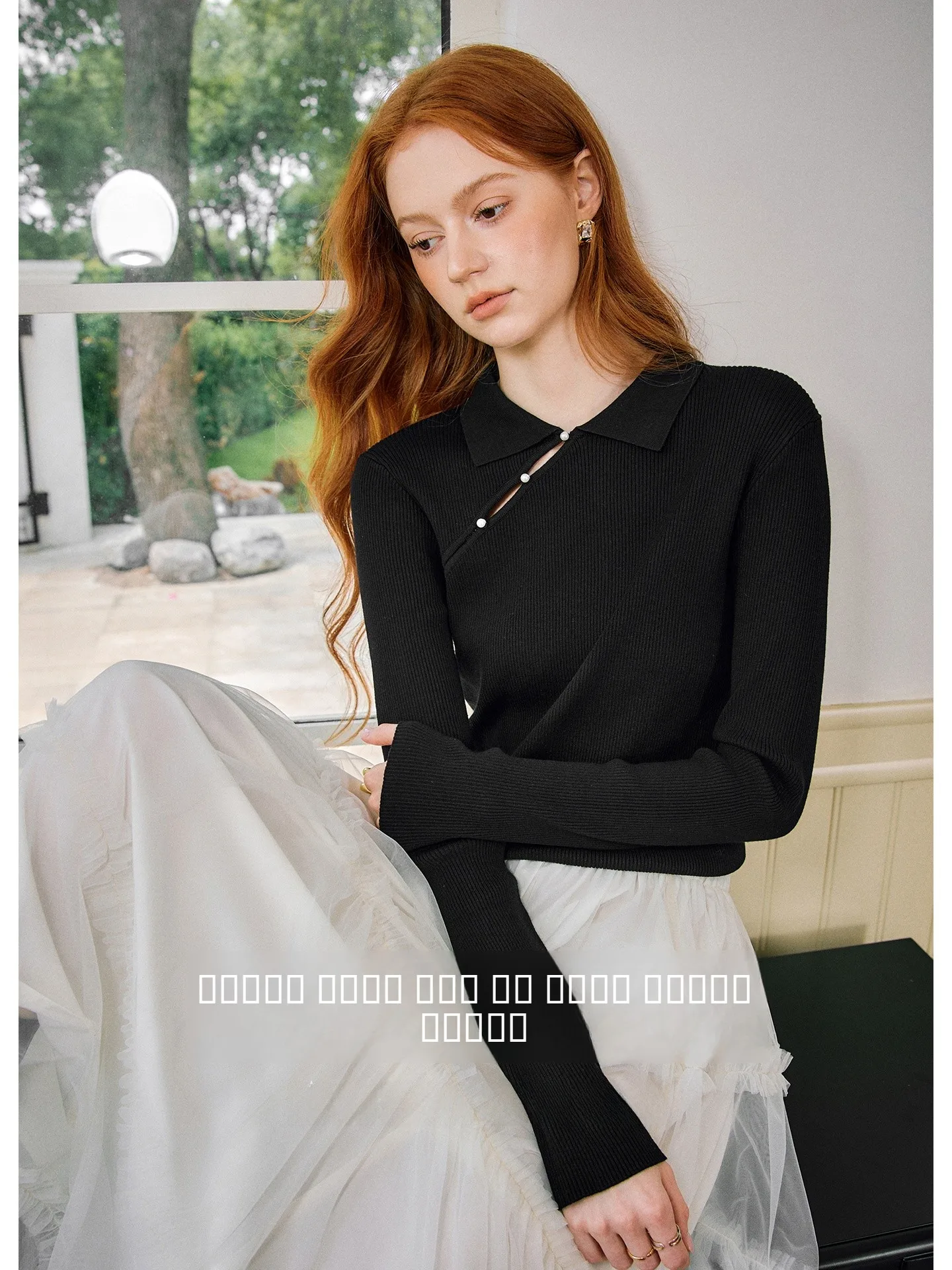 

KUHNMARVIN Women's Hollow out Knitted irt Slim Fit Spring 2026 Faion Design Soft Long Sve Button up Breathable