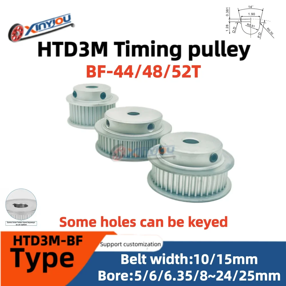 HTD3M44/48/52Teeth Series BF-Type Timing Pulley  for Belt Drive Systems with Belt Width 10/15mm And Bore 5-25mm
