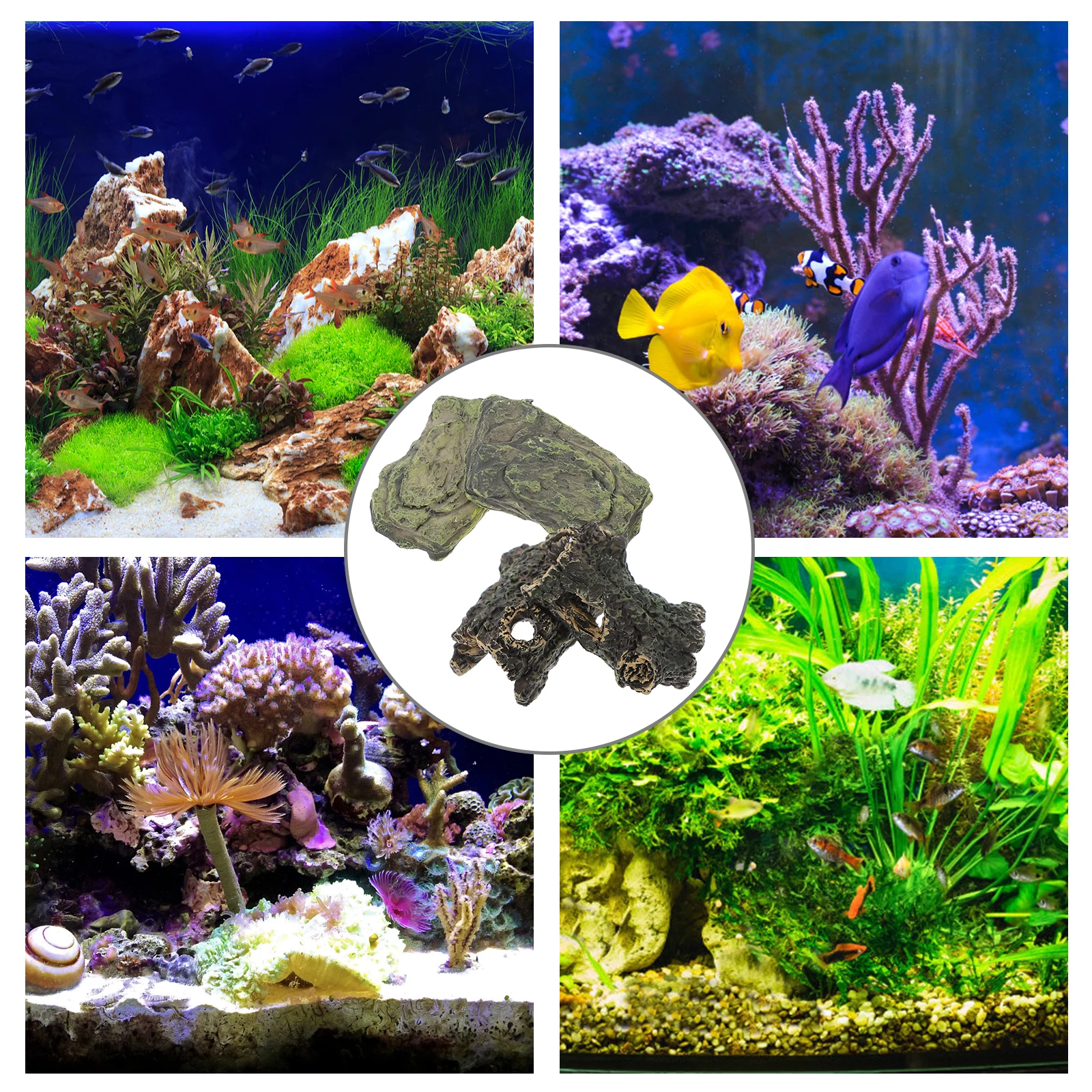 

4 Pcs Simulated Bark Stone Blocks Bonsai Small Tree Stump Artificial Decorations Fake Resin Scene