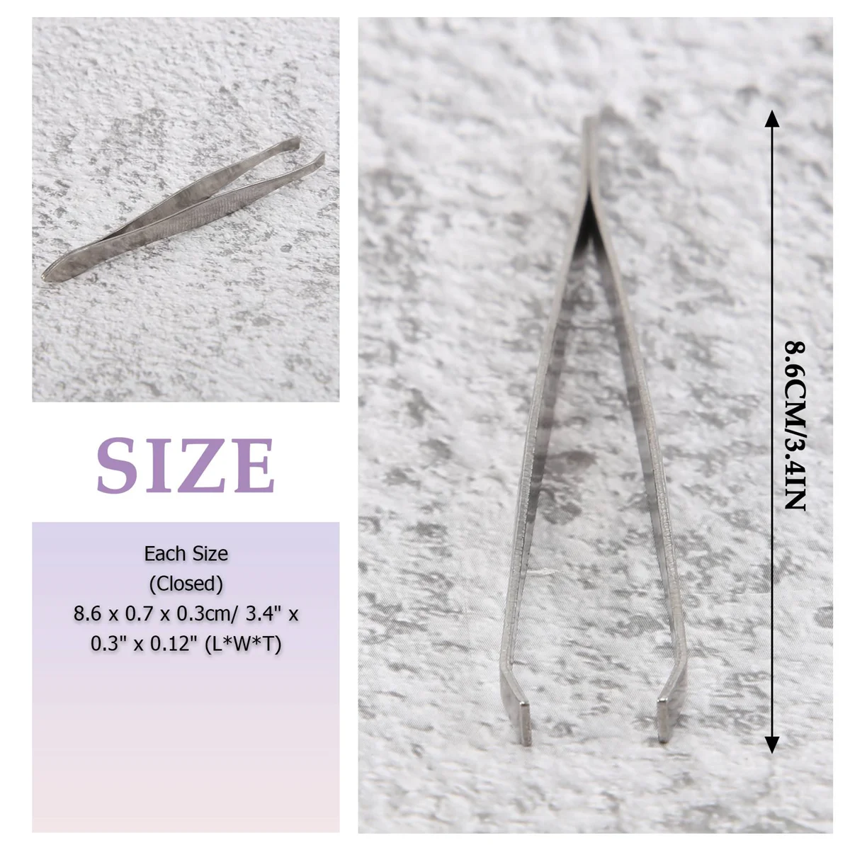 Silver Tone Slanted Flat Tip Metal Hair Eyebrow Tweezer Cosmetic Tool for Lady