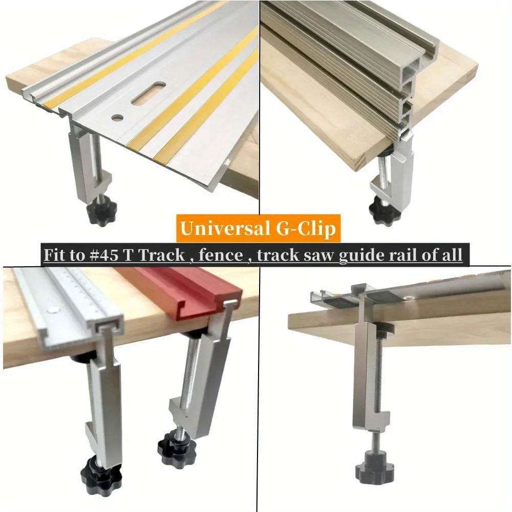 2Pcs Aluminum Workbench Clamps Fit T-slot Table Saw Fence Guide Rail, Universal Fastening Position Tools for Woodworking