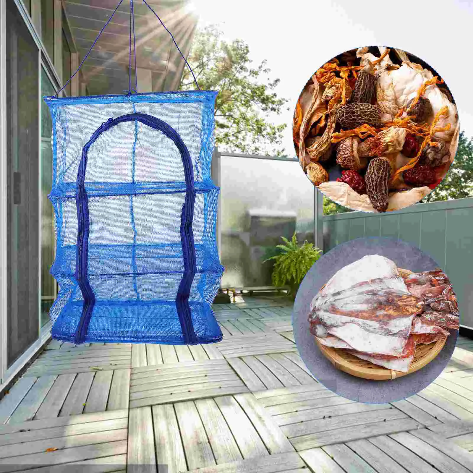 Foldable Fish Cage Shrimp Drying Net Outdoor Clothes Rack Hanging Basket Dryer Fishing Fruit Vegetables Fishnets Mesh Bag