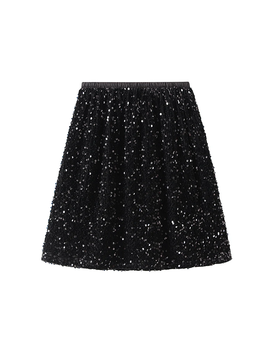 

Women Glitter Sequins Skirt Summer Sparkling Elastic A-Line Skirt for Beach Vacation Club Streetwear Aesthetic Clothes