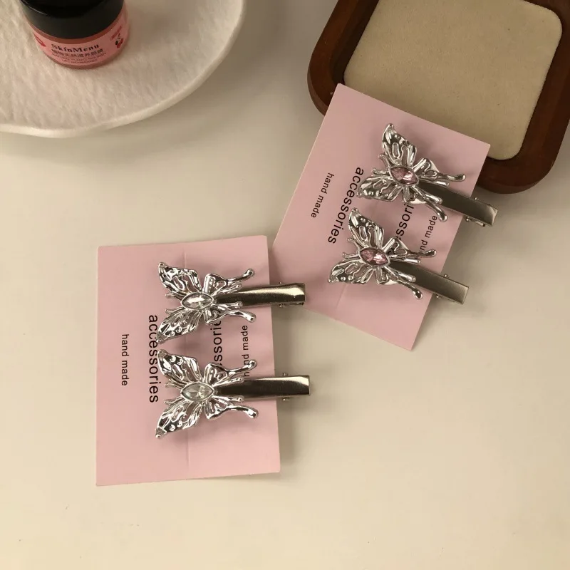 Small Exquisite Butterfly Rhinestone Duckbill Clip Temperament Versatile Broken Hair Clip Forehead Bangs Side Clip Accessories