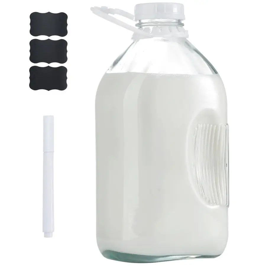 

Milk Jugs Bottle 64Oz Water Container with Airtight Screw Lid, Half Gallon Juice Jar Pitcher for Storage Iced or Hot Drinks in R