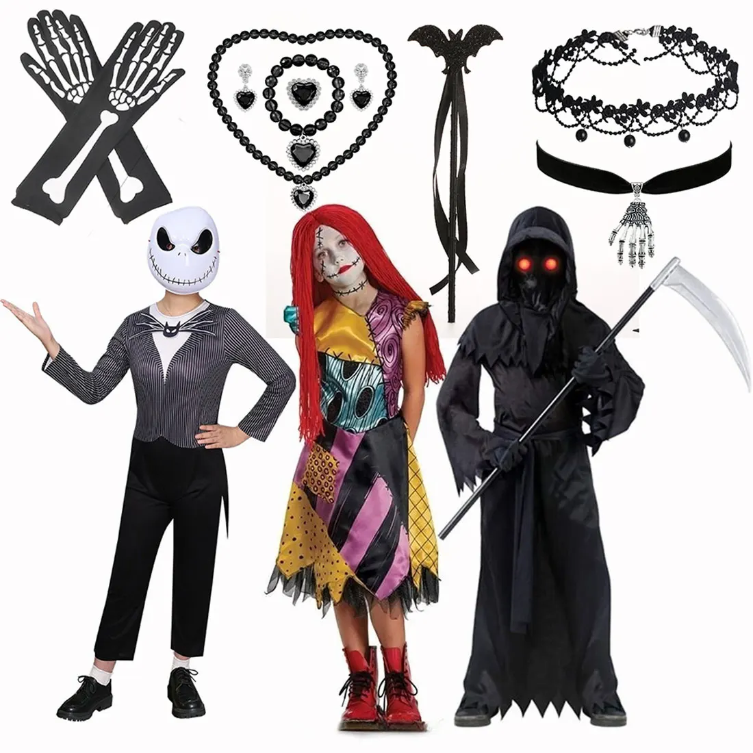 

Halloween Festival Mystery Horror Witch Black Wizard Devil Grim Reaper Clothes Cosplay Grim Clothes Accessories Suit