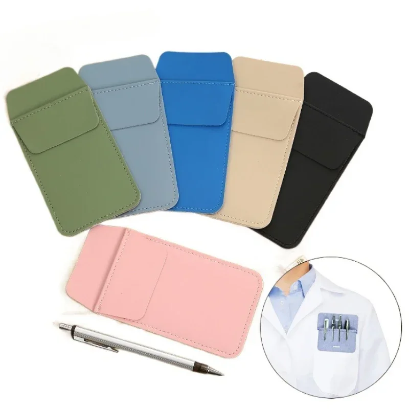 PU Leather Pencil Bag Gel Ink Pen Holder Bag for Doctor Nurse Teachers Leak-proof Pens Organizer Storage Bag Case Holder Pocket