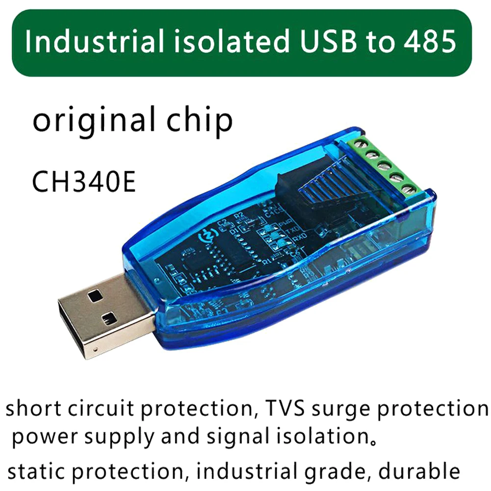 TVS ESD Protection CH340E Standard RS-485 Connector Converter Board Isolated Industrial USB To RS485 Communication Module