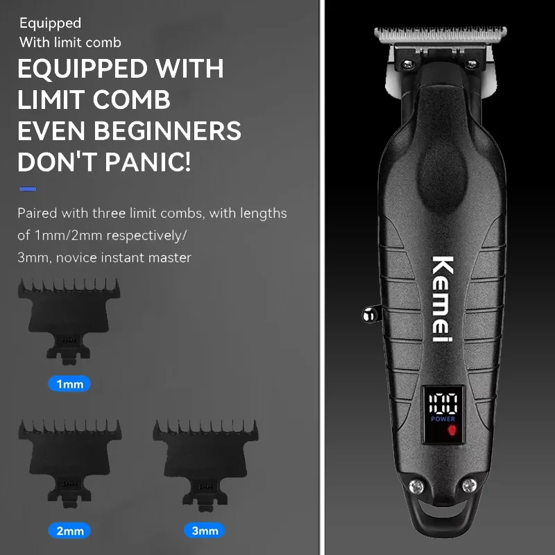 Kemei KM-2293 Salon Level Powder Metallurgical Blade Electric Scissors Hair Clipper 1200 MAh Lithium Battery Hair Trimmers