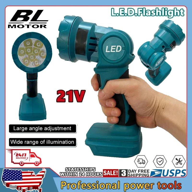 

Беспроводной светодиодный фонарь, ручной прожектор для наружных работ, перезаряжаемый фонарь, рабочий светильник для стройплощадки, совместимый с аккумуляторами Makita 18V