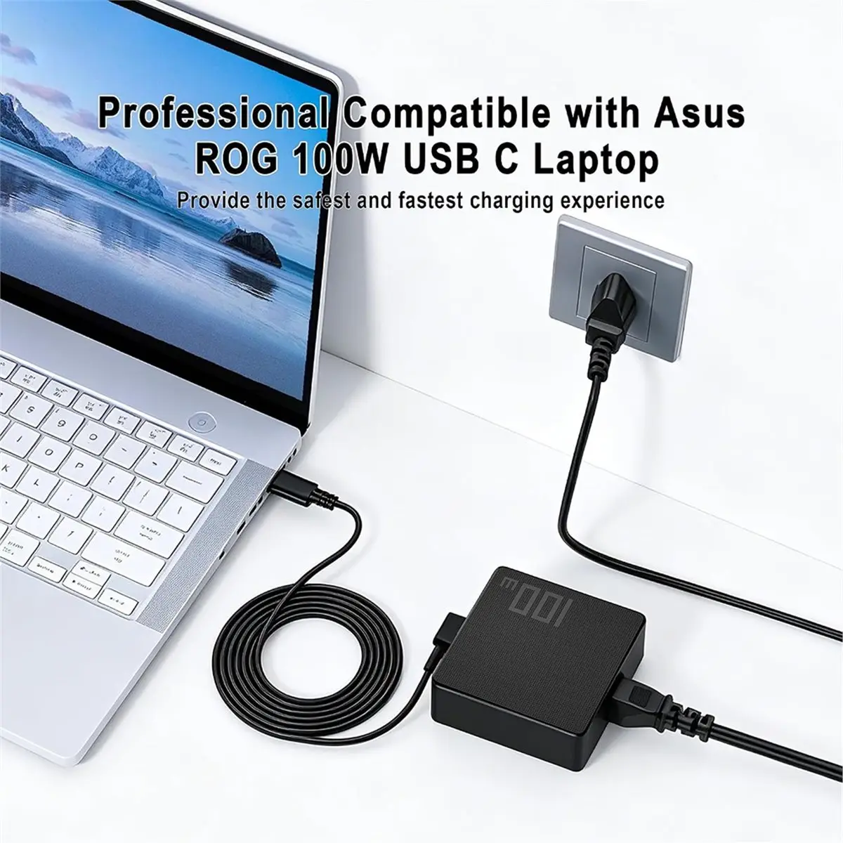 Suitable 100W USB-C PD Fast Laptop Charger, Type C Power Adapter for for Ally, ZenBook & Chromebook US Plug