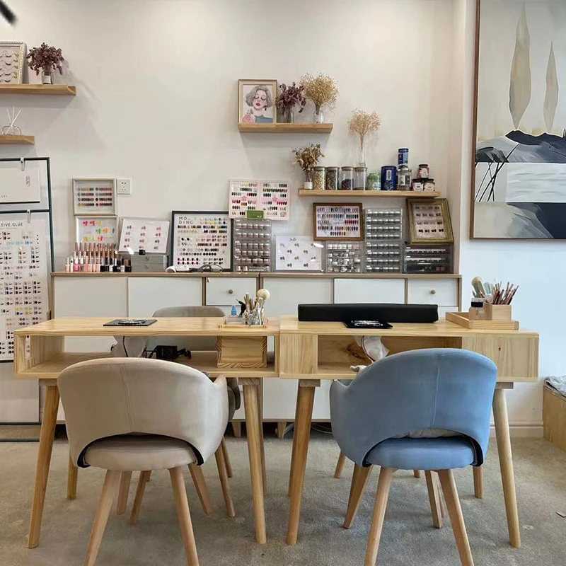 طاولة عتيقة كلاسيكية صينية رفيعة مانيكير طاولة أظافر ريفية بسيطة مع تخزين أثاث ميسا مانيكير Portátil #2