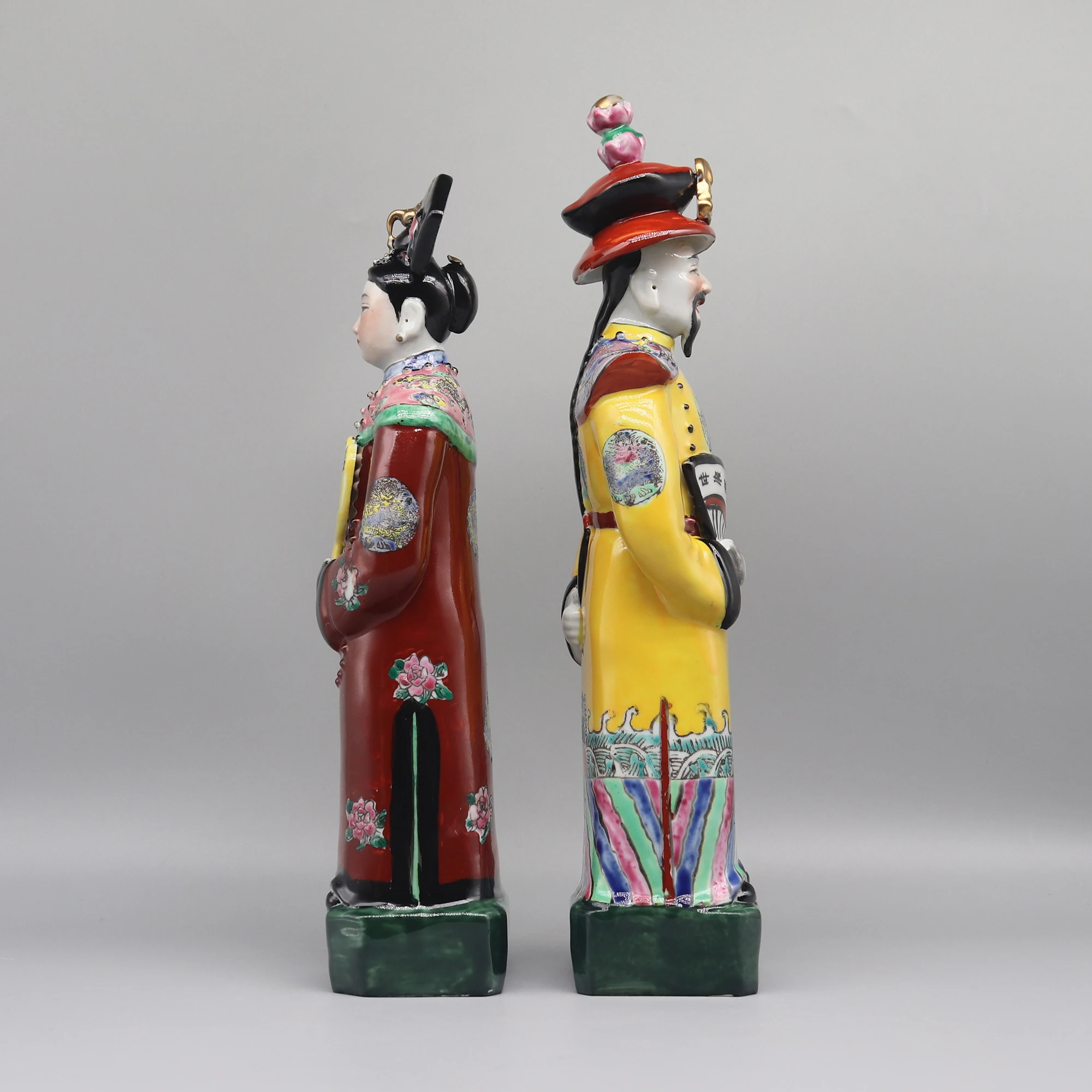 Ceramic statues of Chinese emperor and empress in Qing dynasty, table accessory, home decoration - Image 5