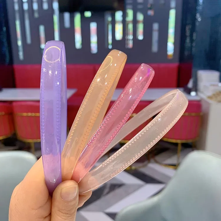 2023 Women Vintage Jelly Hair Hoop Hair Bands Girls transparent Headband Wide Hairband Candy color Headwear Accessories