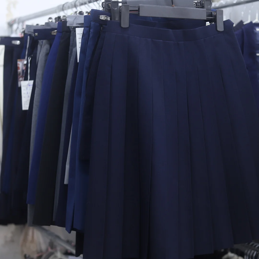

Mystique Vintage Japanese School Uniform Skirt Long Sleeve Mid-Length Straight Leg Pants Traditional Dark Blue Gown