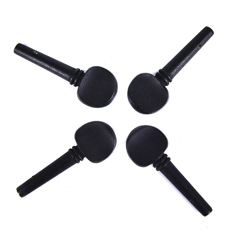 4Pcs 4/4 Ebony Cello Pegs Black Shaft Handle Musical Instruments Solid Accessories Tool