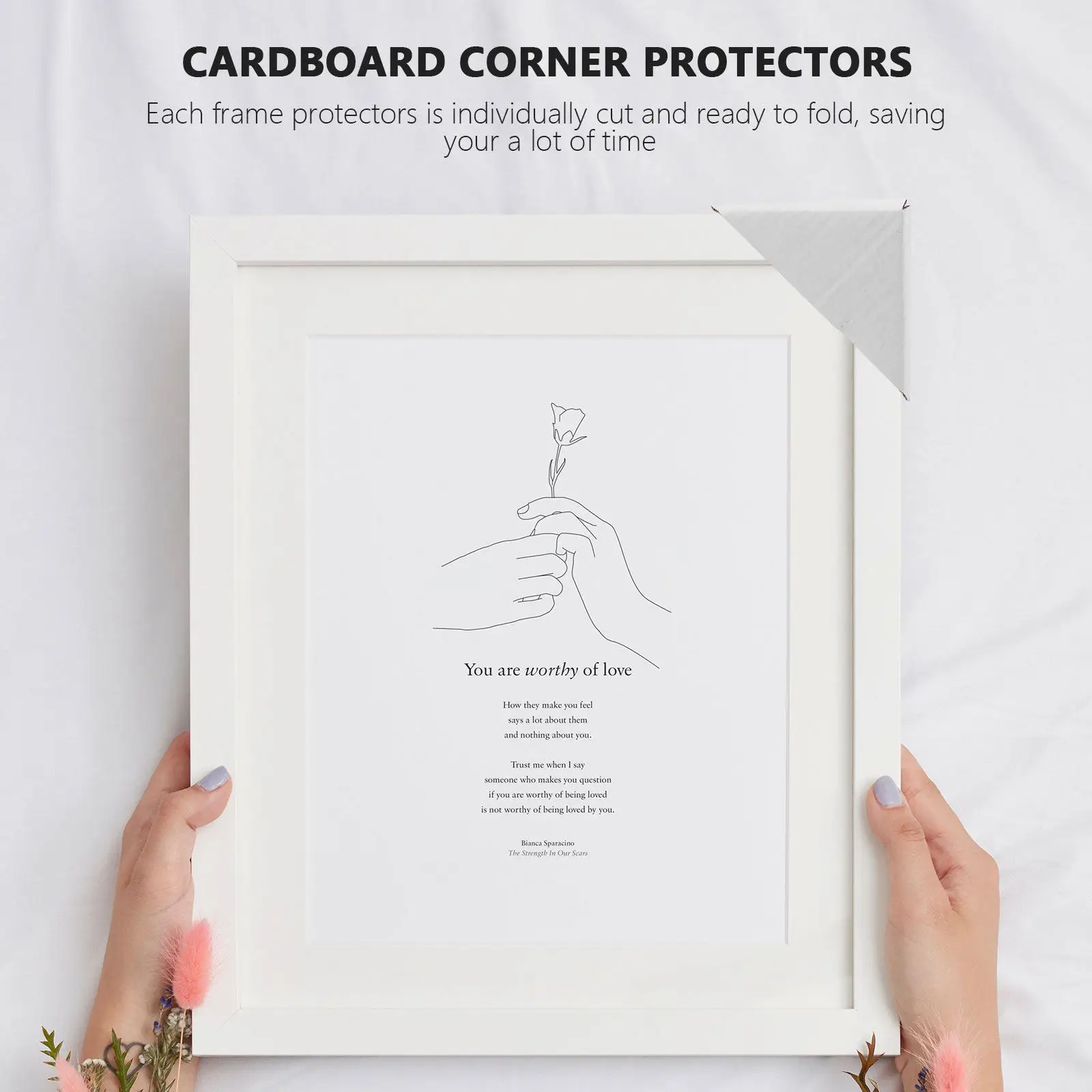 

100Pcs Cardboard Corner Protectors Adjustable Frame Corner Guards for Picture Painting Shipping Packing Safety