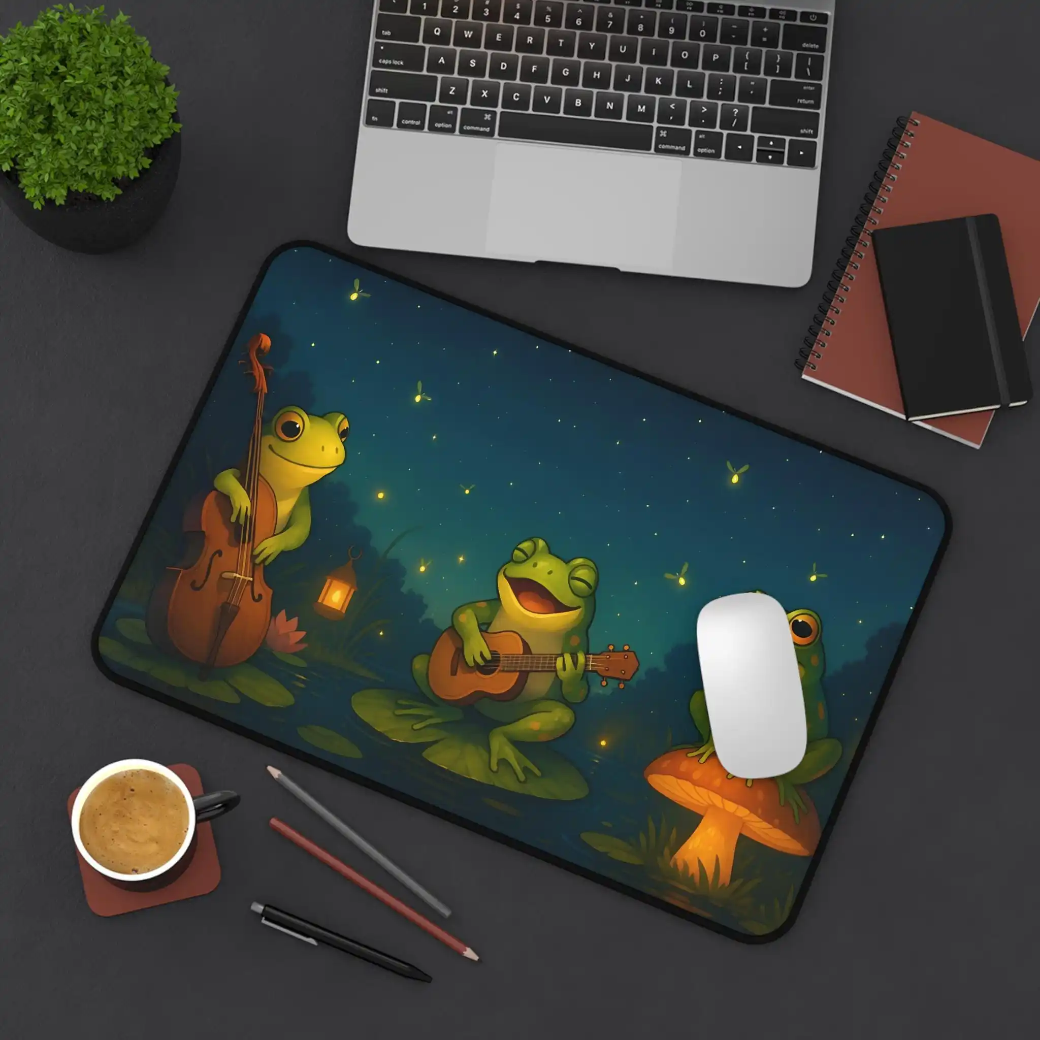 Frog Band Gaming Mouse Pad, Music Office Decorative Pad, Non-Slip Waterproof Gaming Desk Mat, Perfect Gift for Musicians
