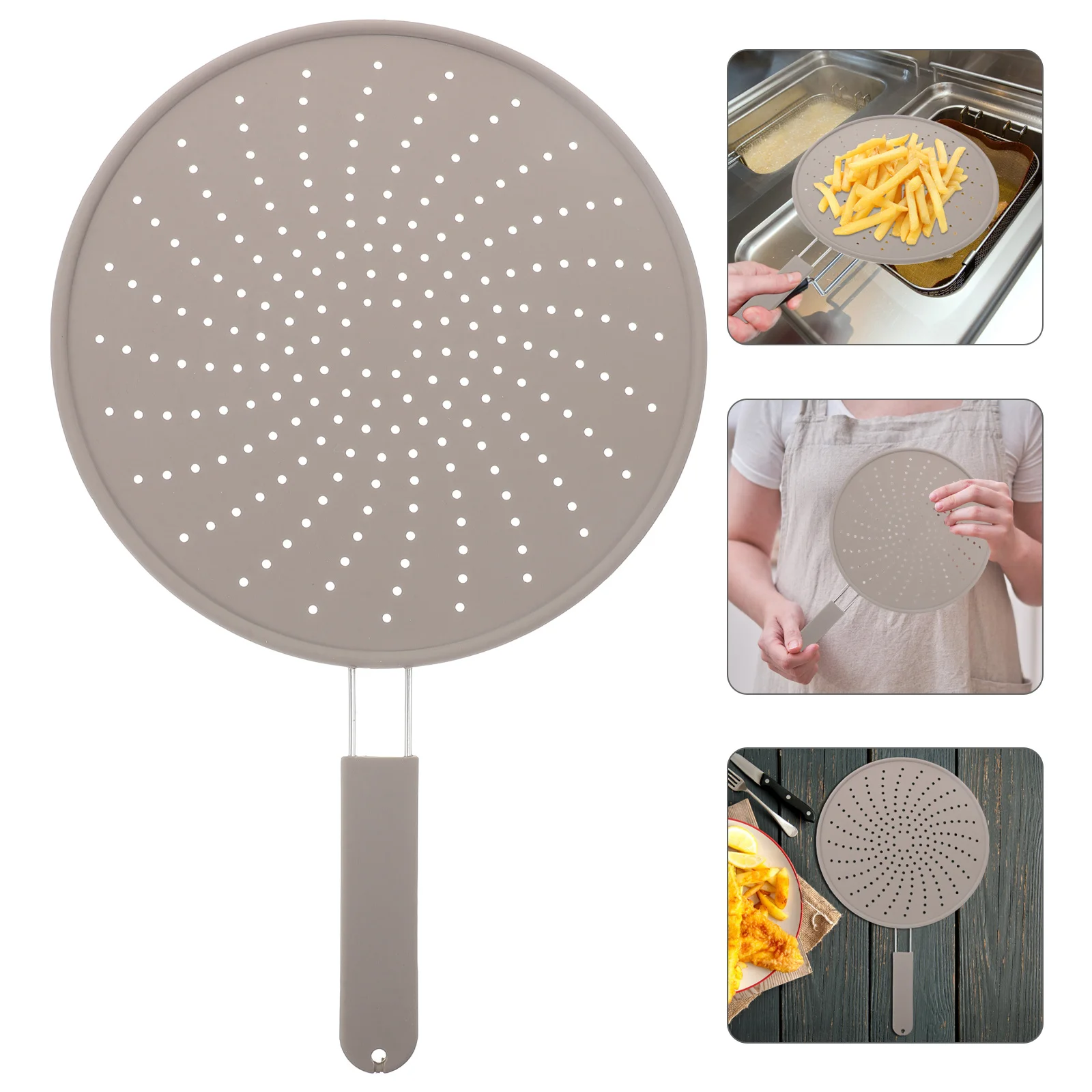 

Silicone Oil Splatter Screen Stainless Steel Mesh Frying Pan Cover Heat Resistant Nonstick Dishwasher Safe Stovetop Deep