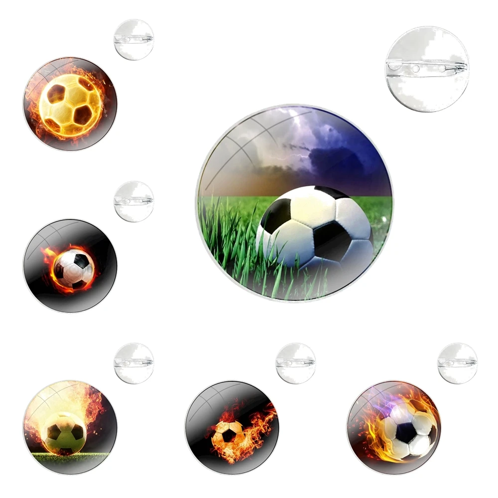 Fire Football Soccer Ball Pins Badge Metal Brooches For Clothes Backpack Decoration gift