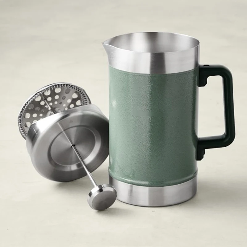 304 Stainless Steel Coffee Pot French Press Pot with Filter and Cold Insulation to Become a Good Helper of Outdoor Daily Coffee