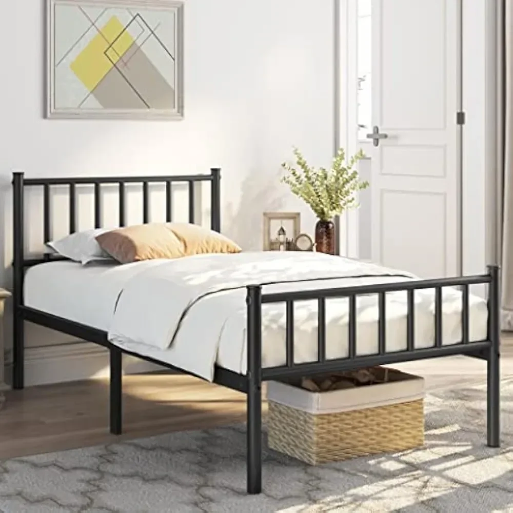 Bed Frame Metal Platform Bed Frame Mattress Foundation with Spindle Headboard & Footboard/No Box Spring Need