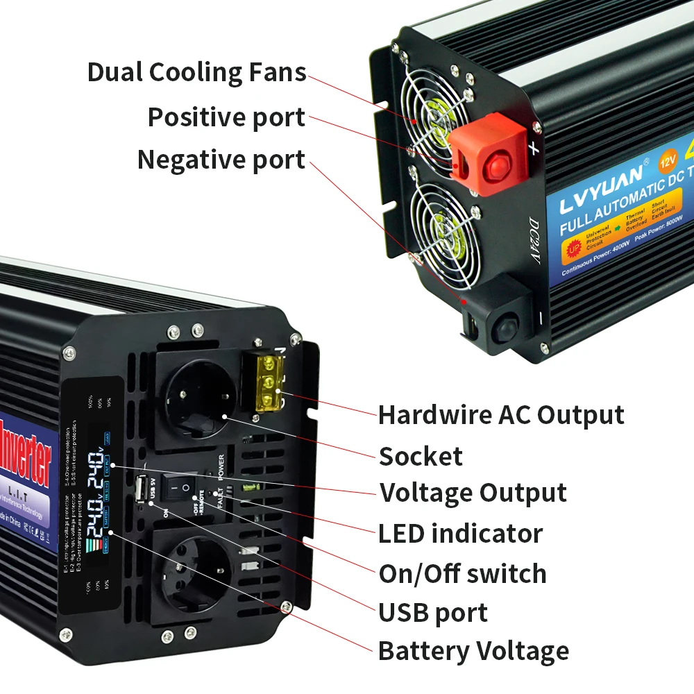 8kW/10kW Inverter 12V 220V Solar Power System Inversor LVYUAN Voltage Vonverter for Camping /Boat travel/Outdoor Work