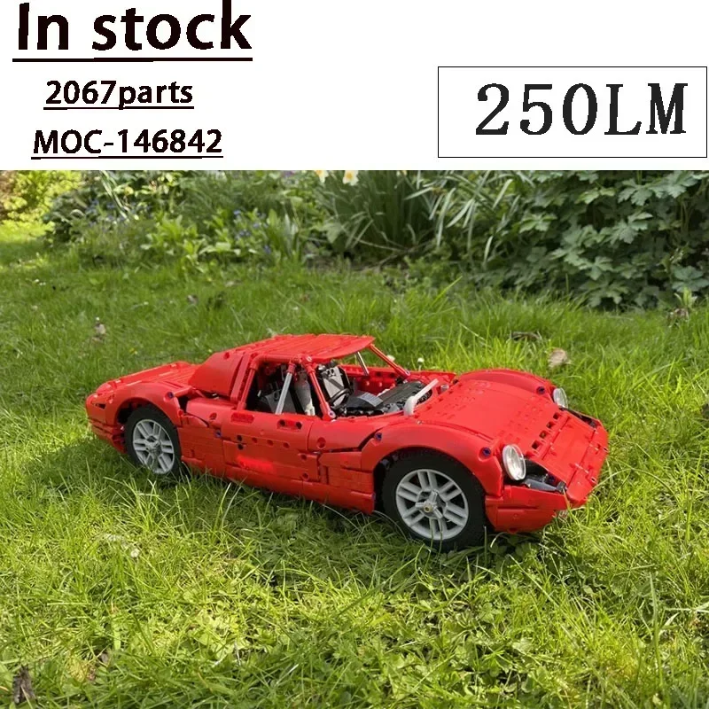 2023 Anniversary Red New 250LM1:8 Supercar MOC-146842 Building Block Model 2067 Parts Custom Adult Kids  Birthday  Toy  Gift