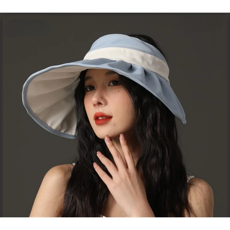 Shell Cap Empty Top Hat Y2K UPF 50+ Sun Hat for Women Full Face Sun Protection Summer UV Shield Face Large Brim Collapsible INS