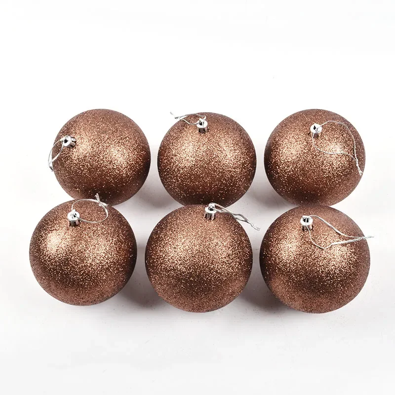 Christmas decorations 10CM brown glitter Christmas ball pendant Christmas window decoration ball 6pcs