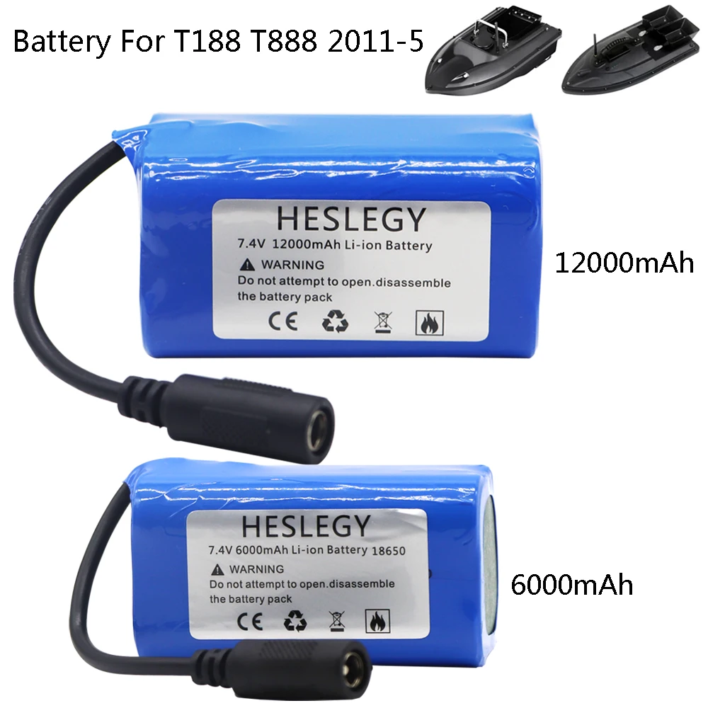 7.4V 12000Mah 6000Mah Upgrade Battery For T188 T888 2011-5 V007 C18 H18 So on Remote Control Fishing Bait Boats Toys Accessories