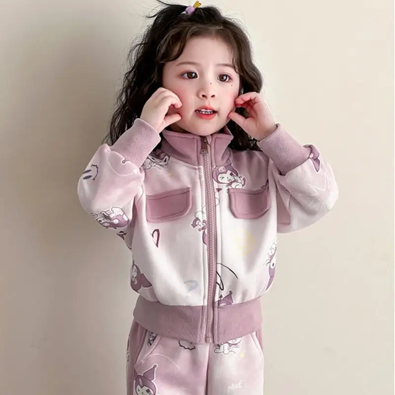 

Sanrio аниме для девочек Kuromi бейсбольный костюм Kawaii весна осень новая куртка брюки модная повседневная спортивная мягкая для кожи
