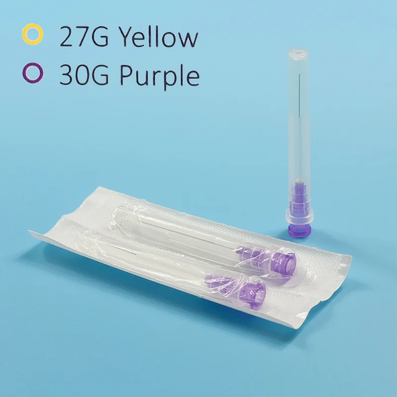 

50pcs Painless small needle painless beauty ultrafine 27g Yellow，30g Purple syringes Korean Needles Eyelid Tools
