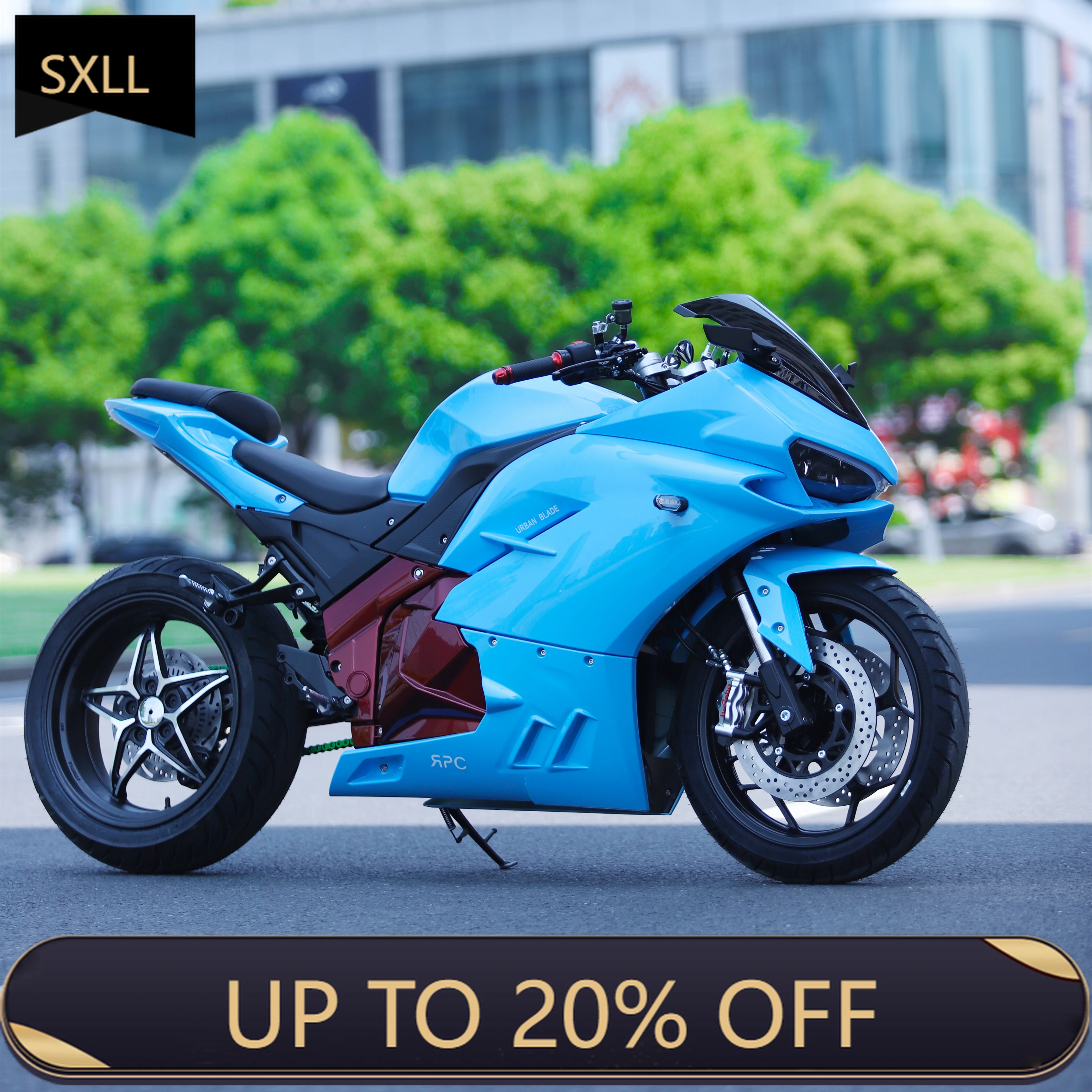 SXLL Superpower 200mm Racing Motorcycle 96v 150Ah High Speed Electric Motorcycles with Water Cooling Controller 200km/h+